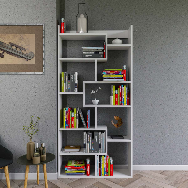 Βιβλιοθήκη Δαπέδου 10 Θέσεων (90x22x182) A-G Kuttap 854KLN3602 White