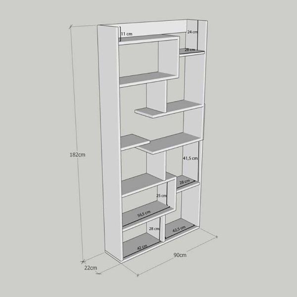 Βιβλιοθήκη Δαπέδου 10 Θέσεων (90x22x182) A-G Kuttap 854KLN3602 White