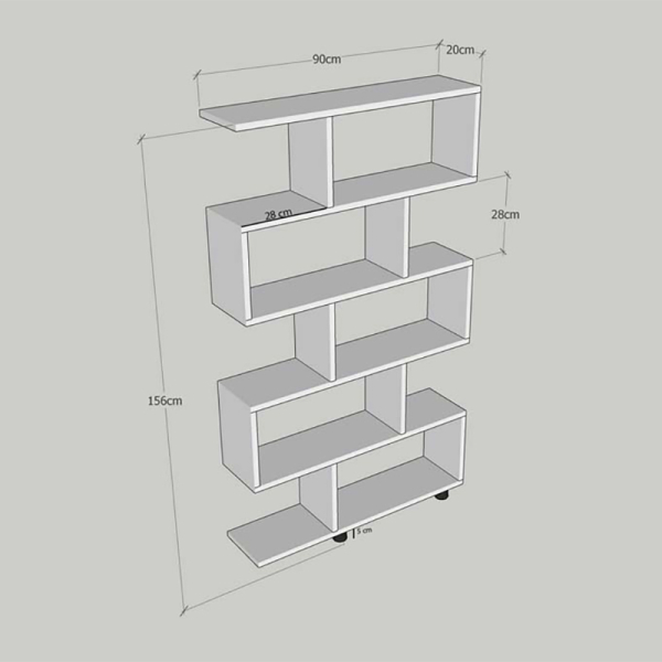 Βιβλιοθήκη Δαπέδου 10 Θέσεων (90x20x156) A-G Elif 854KLN3601 White