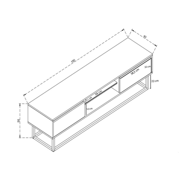 Έπιπλο Τηλεόρασης (180x40x50) A-G Belinda 854KLN3004 Black Pine