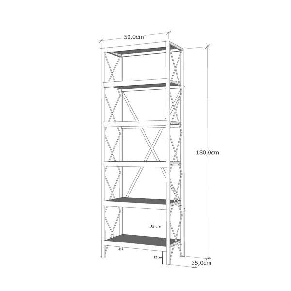 Ραφιέρα Δαπέδου 5 Θέσεων (50x30x180) A-G Suadiye 854KLN3605 Pine Black
