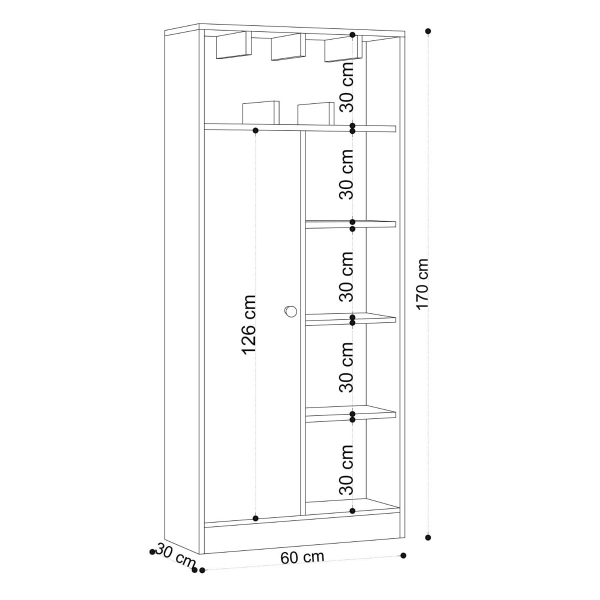 Βιβλιοθήκη Δαπέδου 5 Θέσεων Με Ντουλάπι (60x30x170) A-G Jemma 793ELG3616 Oak
