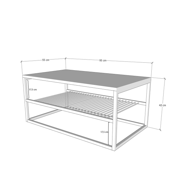 Τραπέζι Σαλονιού Με Ράφι (95x55x42) A-G Asude 854KLN4305 Black