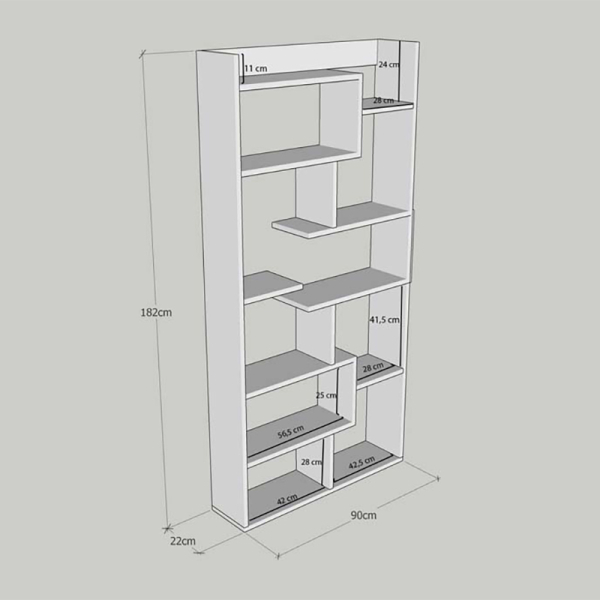 Βιβλιοθήκη Δαπέδου 10 Θέσεων (90x22x182) A-G Kuttap 854KLN4307 Pine