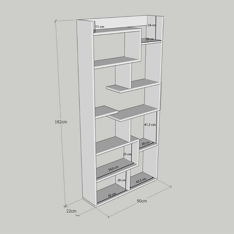 Βιβλιοθήκη Δαπέδου 10 Θέσεων (90x22x182) A-G Kuttap 854KLN4307 Pine ...