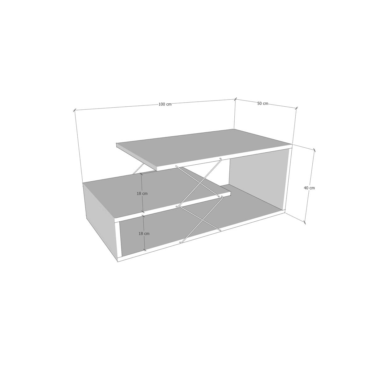 Τραπέζι Σαλονιού με 2 Ράφια (100X50X40) A-G Cayenne 854Kln2821 Anthracite Home Έπιπλα Τραπεζάκια & Βοηθητικά Spitishop