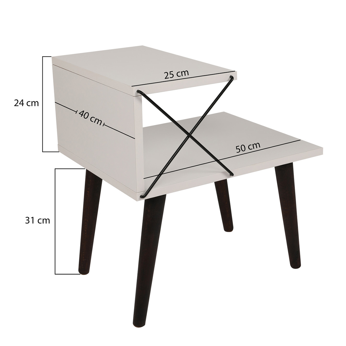 Βοηθητικό Τραπεζάκι (50X40X55) A-G Cross 854Kln3308 White Home Έπιπλα Σαλονιού Τραπεζάκια Spitishop