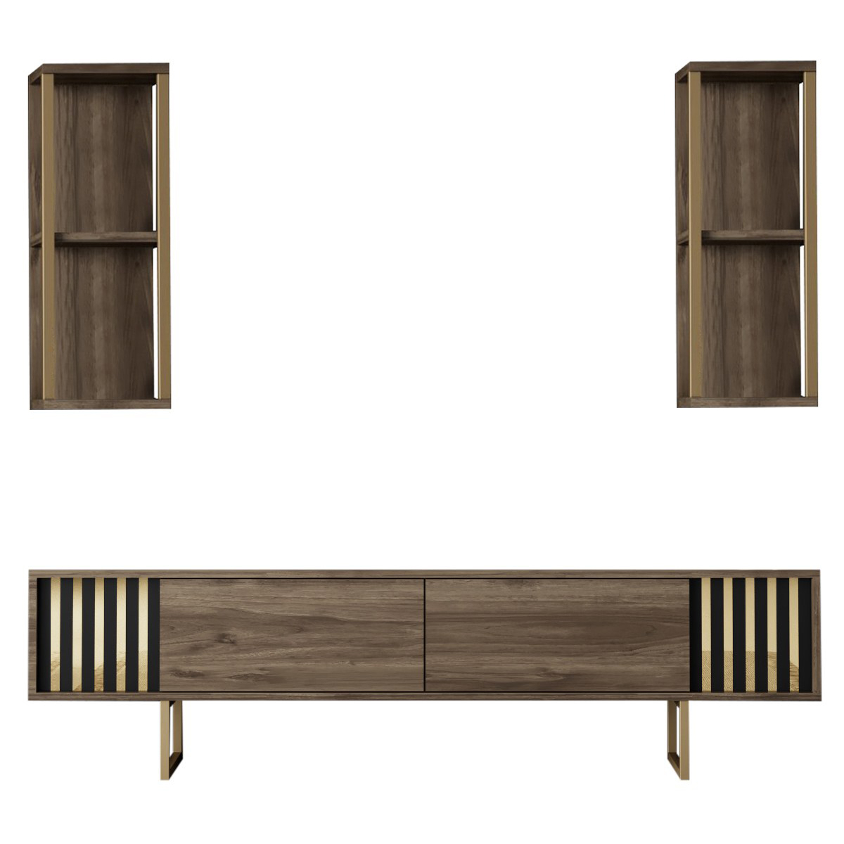 Σύνθετο Σαλονιού (180X30X48) A-G Gold Line 618Bly1147 Walnut Home Έπιπλα Τηλεόρασης Σύνθετα Spitishop