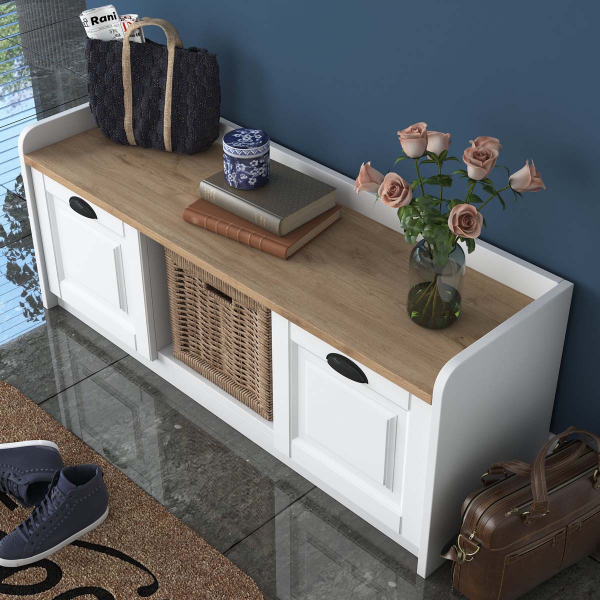 Παγκάκι Εισόδου Με Αποθηκευτικό Χώρο (120x40x45) A-G 543WRN1101 White Walnut