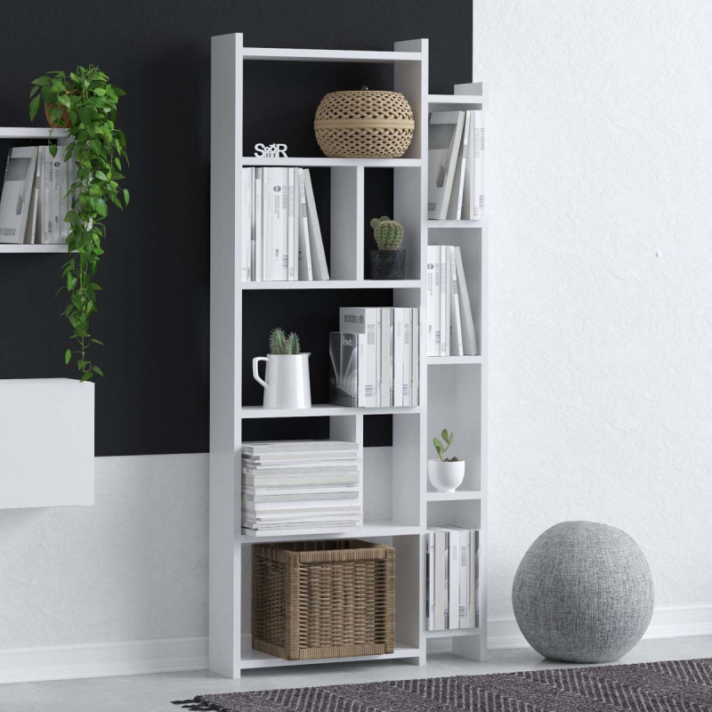 Βιβλιοθήκη Δαπέδου 11 Θέσεων (65x15x150) A-G Nina 393MRD1292 White