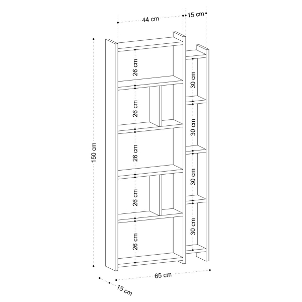Βιβλιοθήκη Δαπέδου 11 Θέσεων (65x15x150) A-G Nina 393MRD1292 White