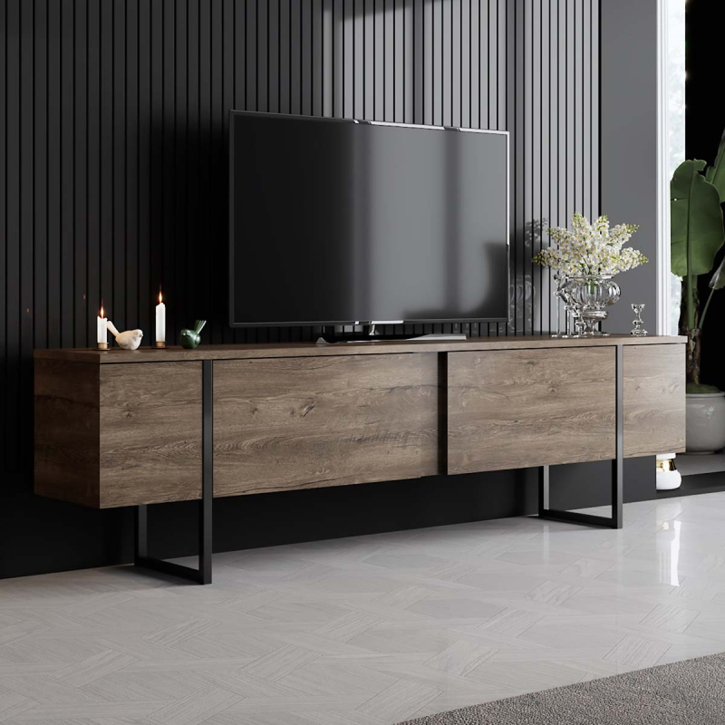Έπιπλο Τηλεόρασης (180x30x50) A-G Luxe 618BLY1106 Walnut/Black