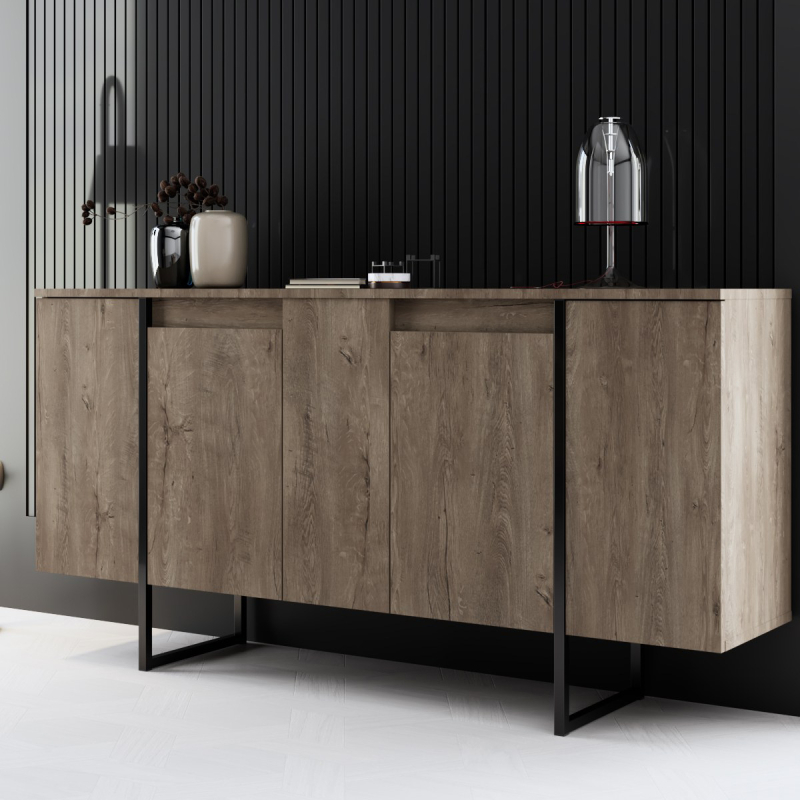 Μπουφές (160x35x80) A-G Luxe 618BLY1177 Walnut/Black