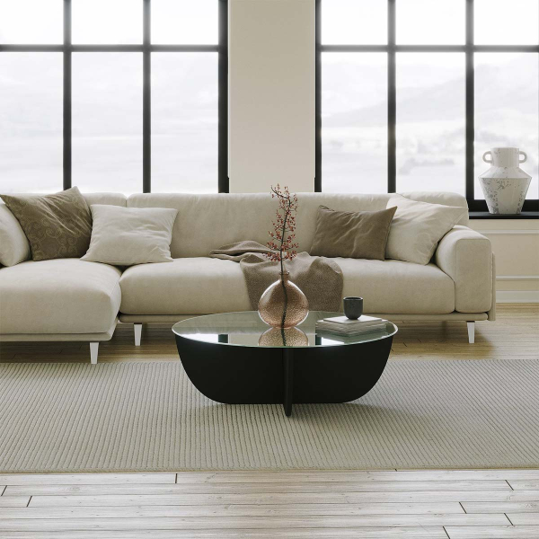 Τραπέζι Σαλονιού (Φ90x30) A-G Lily 552NOS2472 Black