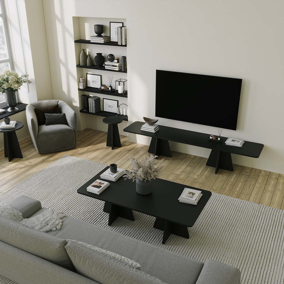 Τραπέζι Σαλονιού (120X60X40) A-G Mushroom 552Nos2476 Black Home Έπιπλα Τραπεζάκια & Βοηθητικά Spitishop