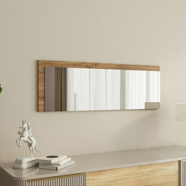 Διακοσμητικός Καθρέφτης Τοίχου (40x120) A-G Lariya 116SAM1206 White/Walnut