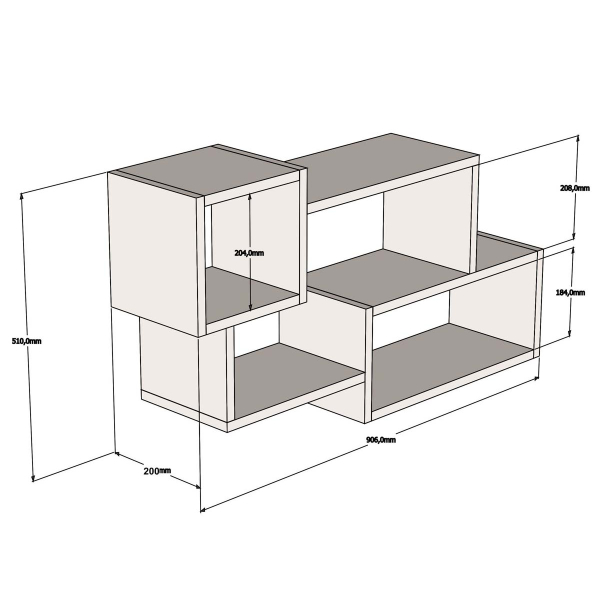Ραφιέρα Τοίχου (90.6x20x51) A-G Afro 835PUQ1601 White Anthracite