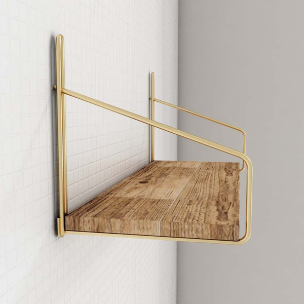 Ράφι Τοίχου (45x16x16) A-G 498HFT1101 Gold Brown