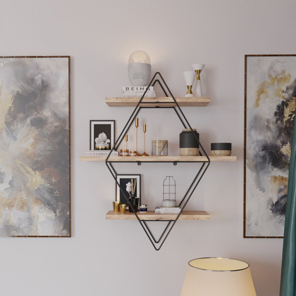 Ραφιέρα Τοίχου (62x18x62) A-G Prizma 498HFT1111 Black