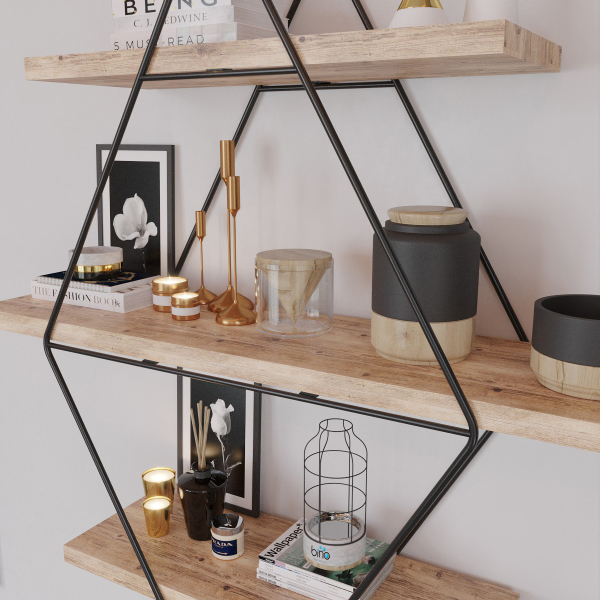 Ραφιέρα Τοίχου (62x18x62) A-G Prizma 498HFT1111 Black