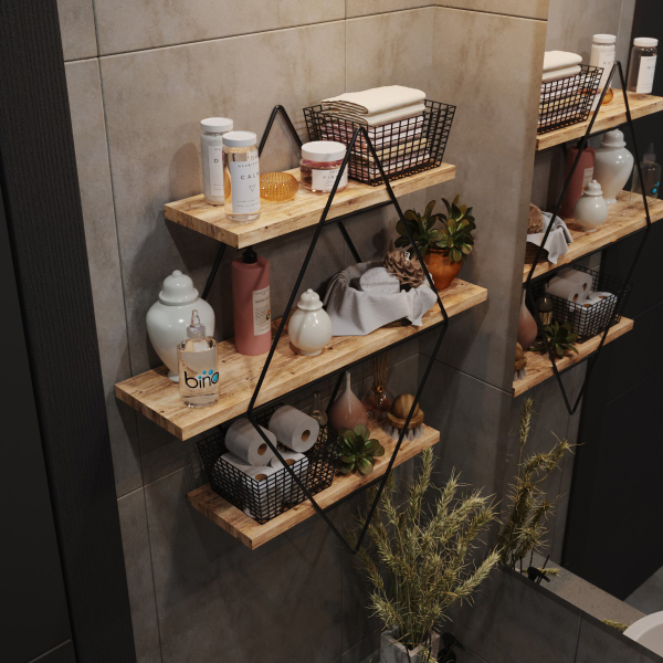 Ραφιέρα Τοίχου (62x18x62) A-G Prizma 498HFT1111 Black