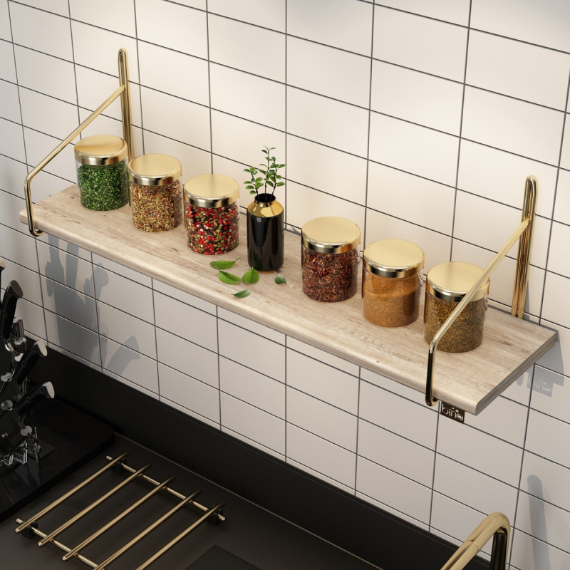 Ράφι Τοίχου (60x16x18) A-G 498HFT1120 Gold Brown