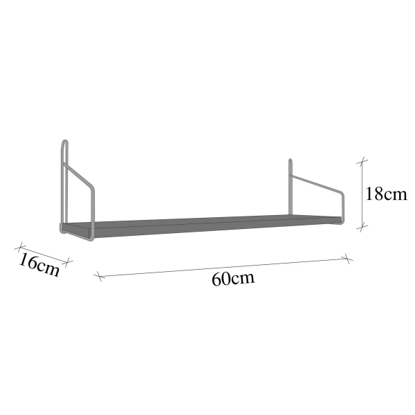 Ράφι Τοίχου (60x16x18) A-G 498HFT1120 Gold Brown