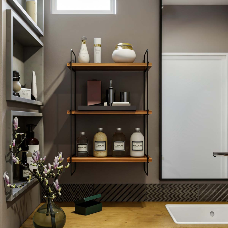 Ραφιέρα Τοίχου (40x20x66) A-G Pulalis 854KLN1746 Walnut