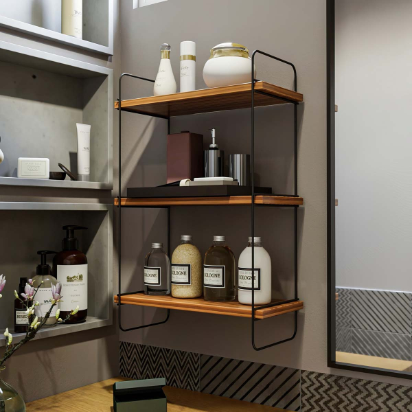 Ραφιέρα Τοίχου (40x20x66) A-G Pulalis 854KLN1746 Walnut