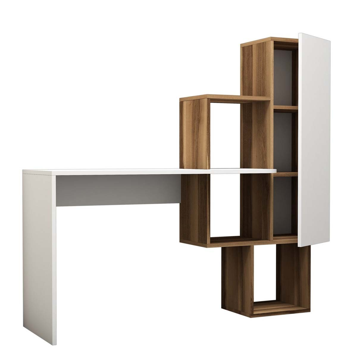 Γραφείο με Ράφια Ντουλάπι (145X45X141) A-G Acelya 845Hct3802 White Walnut Home Παιδικά Βρεφικά & Έπιπλα Τραπεζάκια - Γραφεία Spitishop
