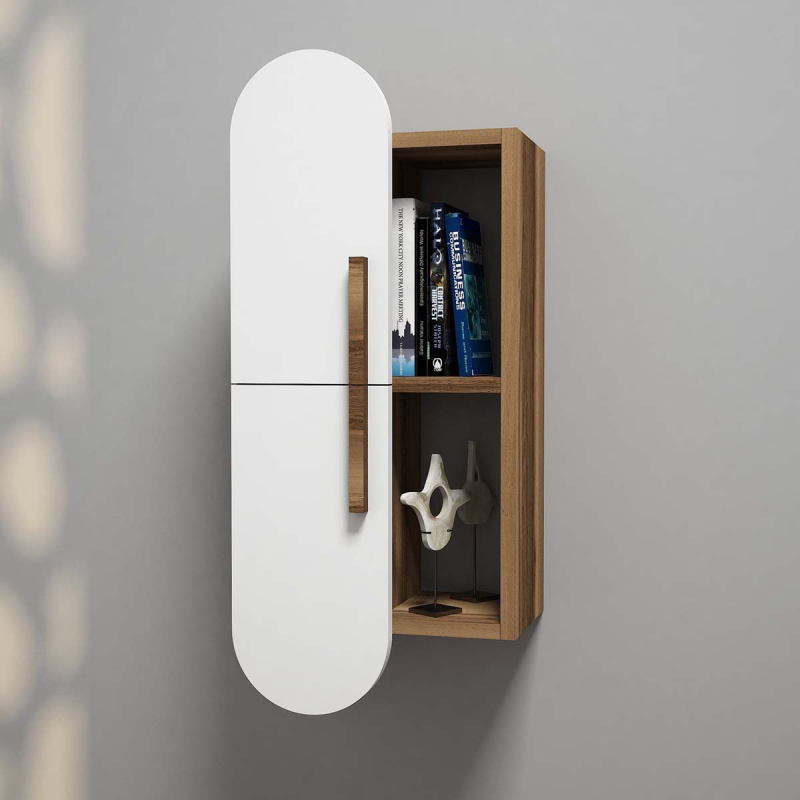 Βιβλιοθήκη Τοίχου 2 Θέσεων Με Ντουλάπι (35x22x80) A-G Rose 845HCT1605 White Cream