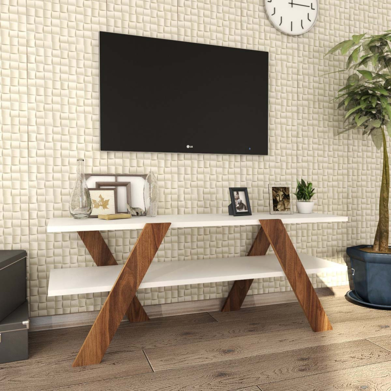 Έπιπλο Τηλεόρασης (120x33x45) A-G Basic 893RAN3112 White Walnut