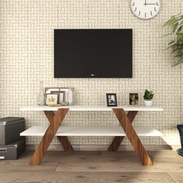 Έπιπλο Τηλεόρασης (120x33x45) A-G Basic 893RAN3112 White Walnut