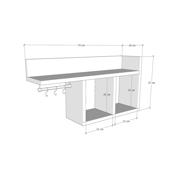 Ραφιέρα Οργάνωσης Κουζίνας (45x16x40) A-G Pare 854KLN1733 Pine