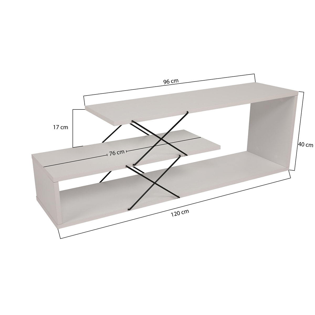 Έπιπλο Τηλεόρασης (120X30X40) A-G Zigzag 854Kln3062 White Home Έπιπλα Σαλονιού Spitishop