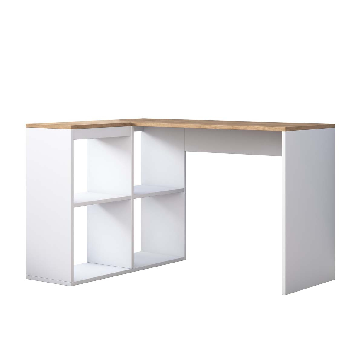 Γωνιακό Γραφείο με Βιβλιοθήκη (120X96X75) A-G 893Ran2708 White Home Έπιπλα Γραφείου Γραφεία Υπολογιστή Spitishop