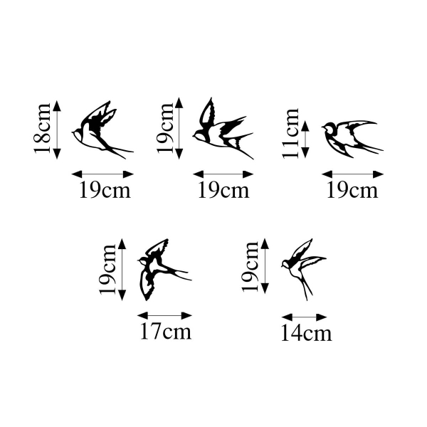 Διακοσμητικά Τοίχου (Σετ 5τμχ) A-G Swallows 899SKL2369