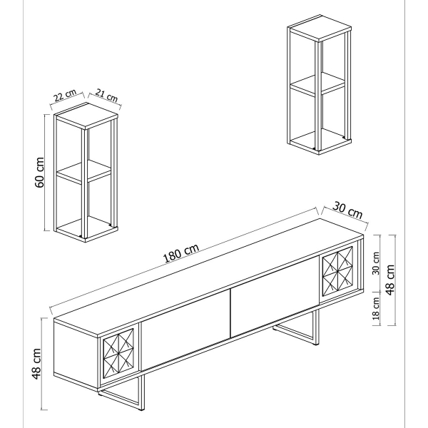 Σύνθετο Σαλονιού (180x30x48) A-G Chrome Line 618BLY1142 Anthracite