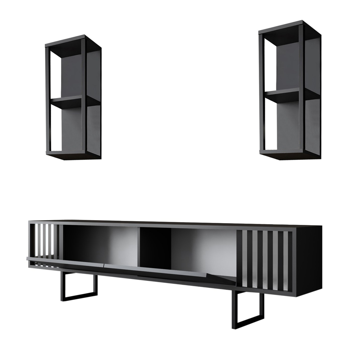 Σύνθετο Σαλονιού (180X30X48) A-G Chrome Line 618Bly1142 Anthracite Home Έπιπλα Τηλεόρασης Σύνθετα Spitishop