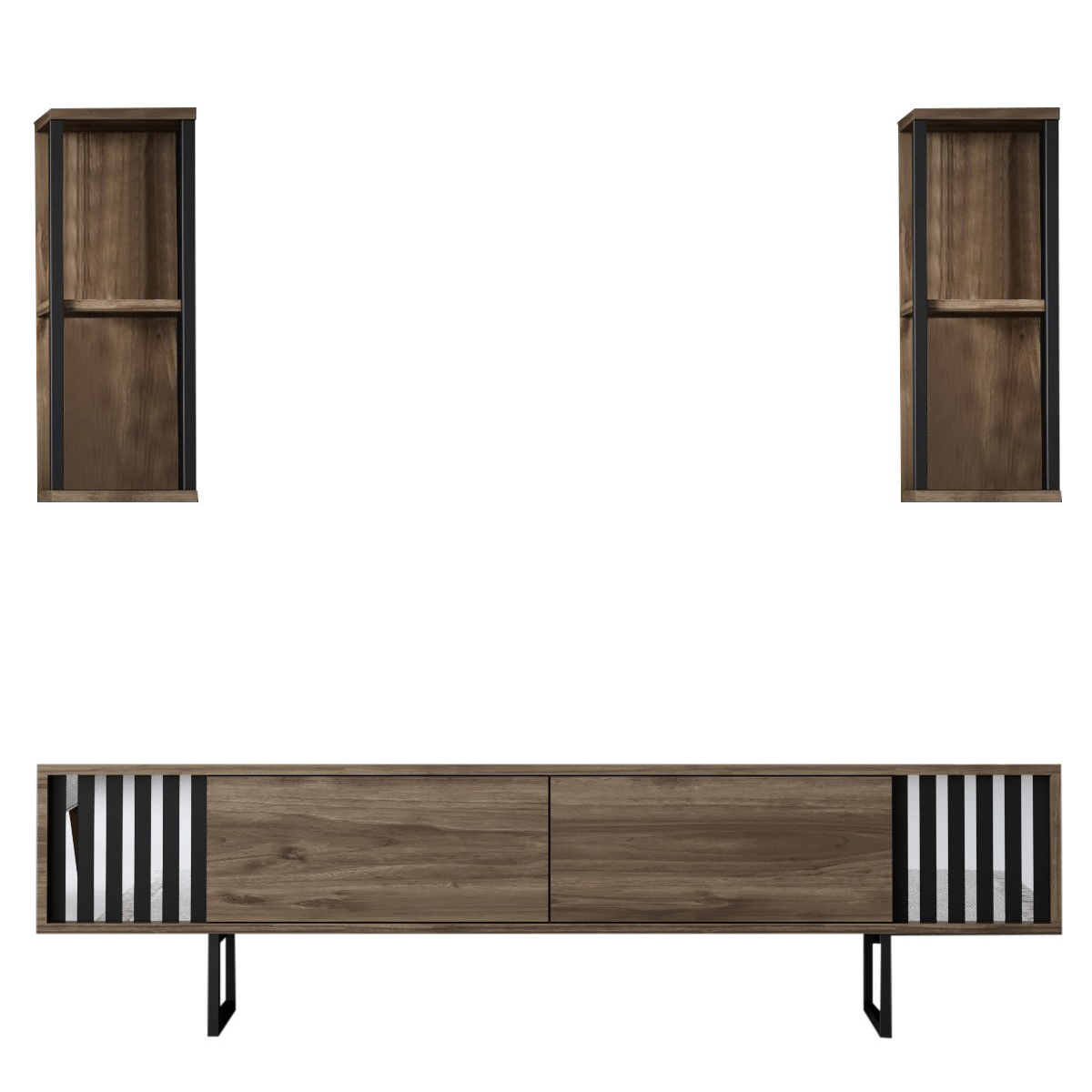 Σύνθετο Σαλονιού (180X30X48) A-G Chrome Line 618Bly1144 Walnut Home Έπιπλα Τηλεόρασης Σύνθετα Spitishop