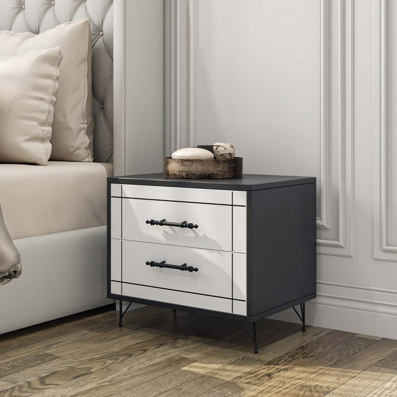 Κομοδίνο Με 2 Συρτάρια (50x40x55) A-G Night 854KLN3084 White Black