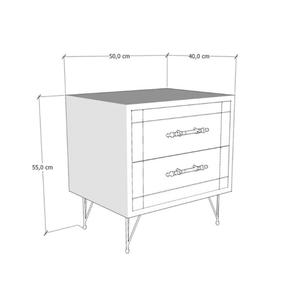 Κομοδίνο Με 2 Συρτάρια (50x40x55) A-G Night 854KLN3084 White Black