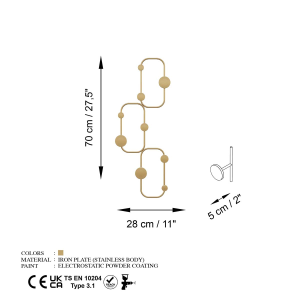 Κρεμάστρα Τοίχου 9 Θέσεων (28x5x70) A-G Lizzard 494PYT1164