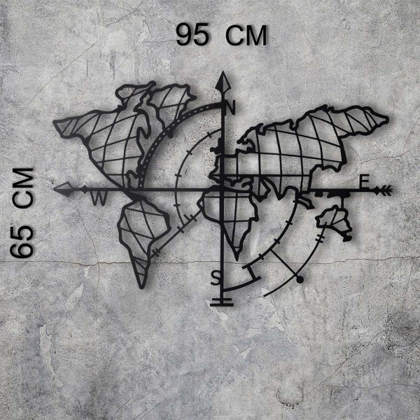 Διακοσμητικό Τοίχου Με Led (65x95) A-G World Map Compass 805BSG1137