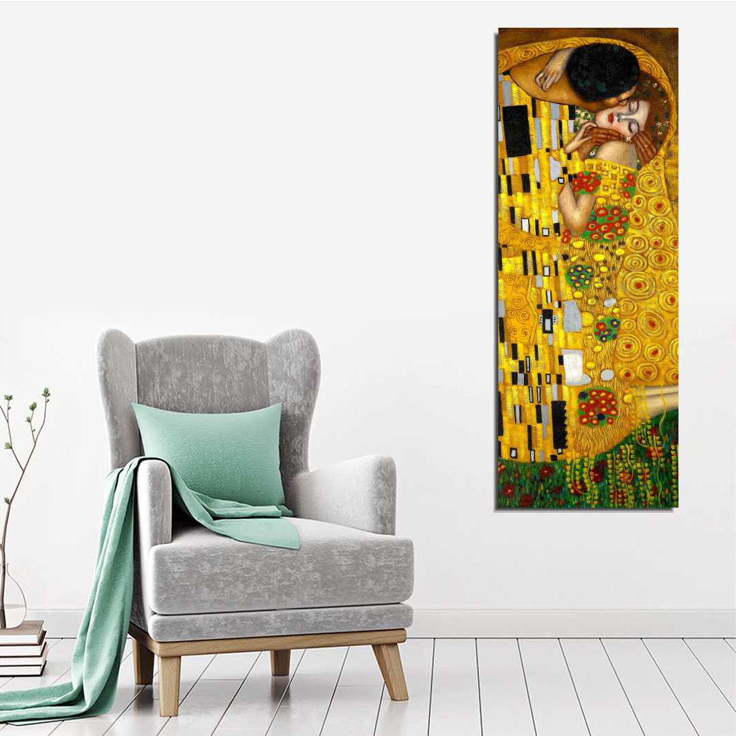 Πίνακας (30X80) A-G The Kiss Gustav Klimt 265Vga1110 Home Διακόσμηση Πίνακες & Κάδρα Τοίχου Ζωγράφων Αντίγραφα Spitishop
