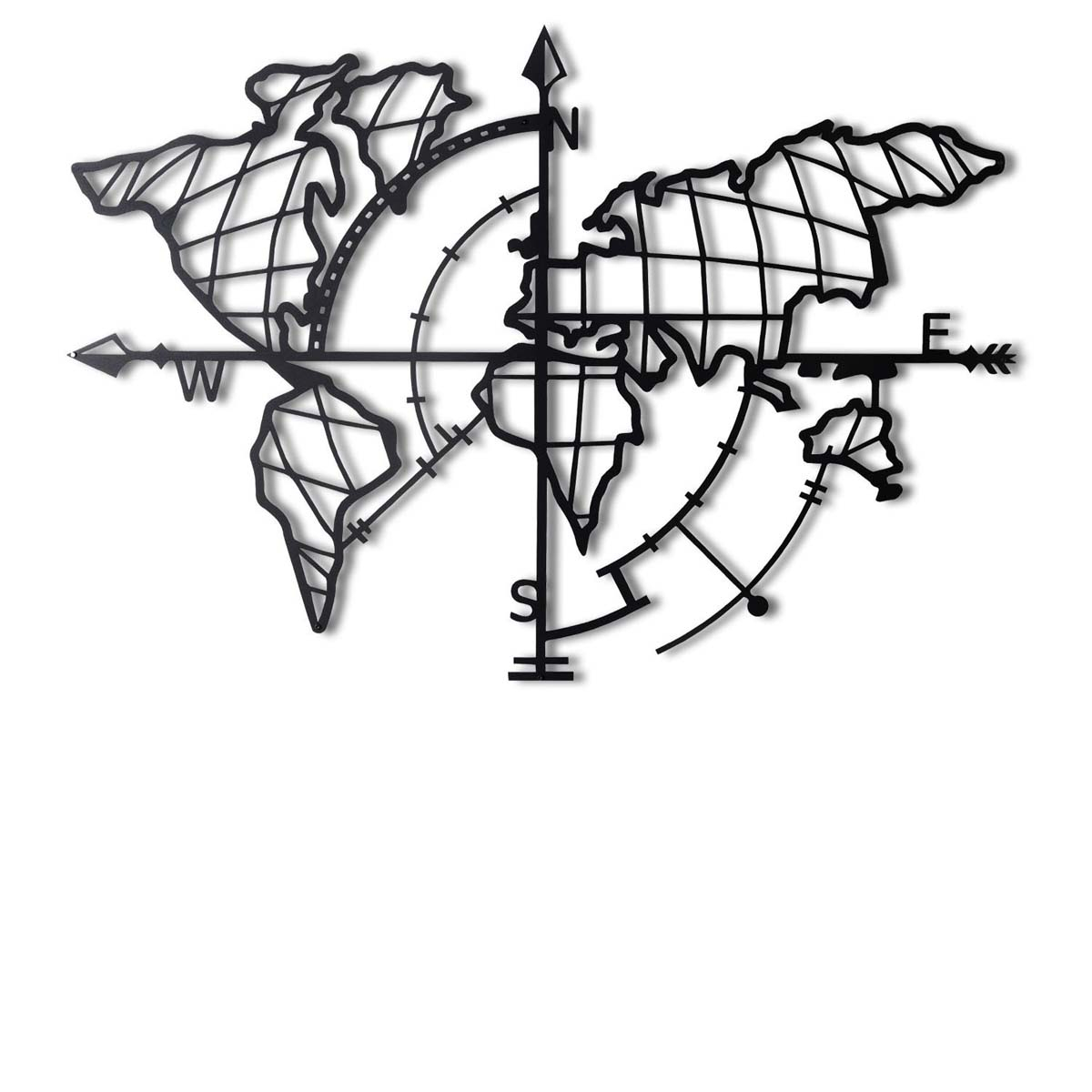 Διακοσμητικό Τοίχου (95X65) A-G World Map Compass Black 805Bsg1136 Home Διακόσμηση Διακοσμητικά Spitishop