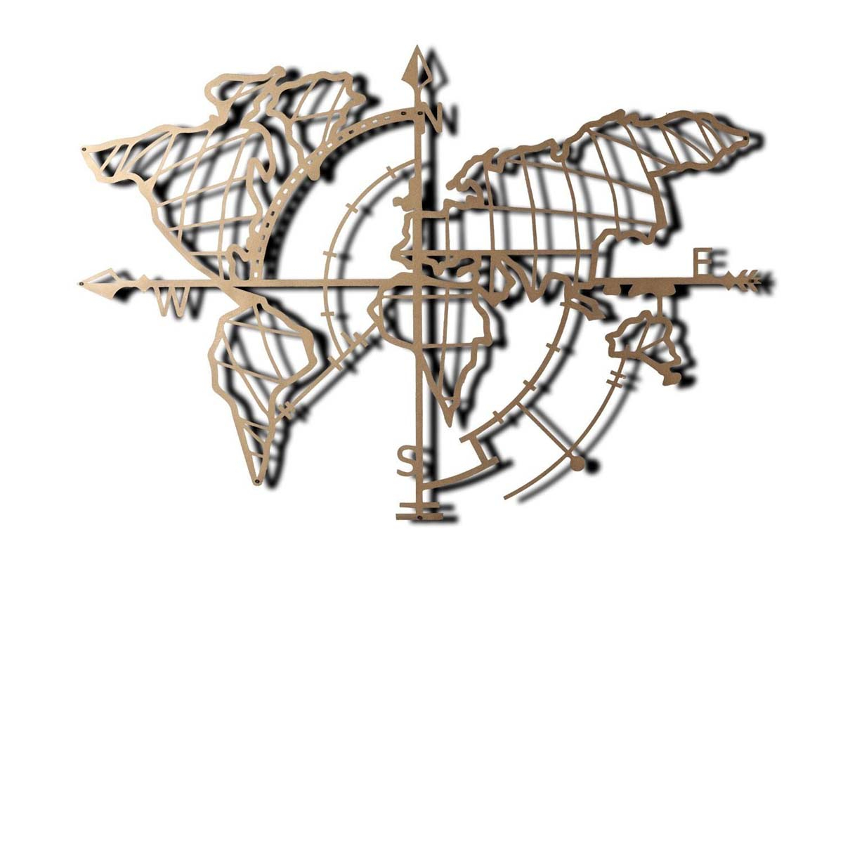 Διακοσμητικό Τοίχου (95X65) A-G World Map Compass Gold 805Bsg1139 Home Διακόσμηση Διακοσμητικά Spitishop