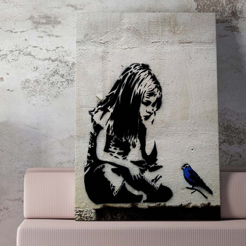 Πίνακας (50x70) A-G Girl With Blue Bird Banksy 966BRS1197