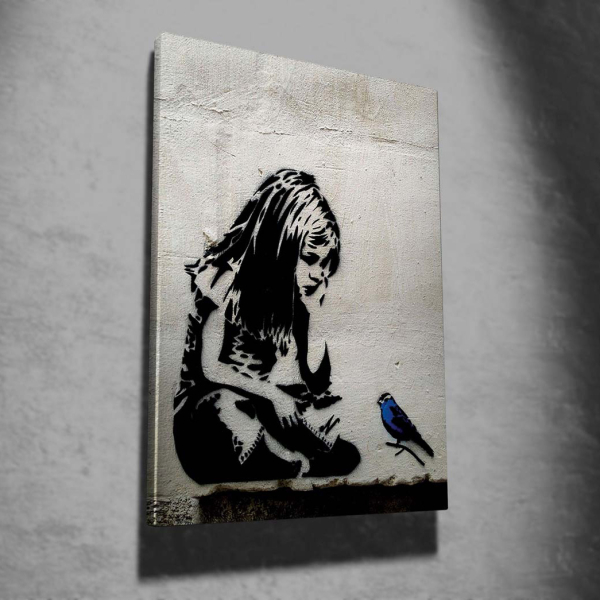 Πίνακας (50x70) A-G Girl With Blue Bird Banksy 966BRS1197