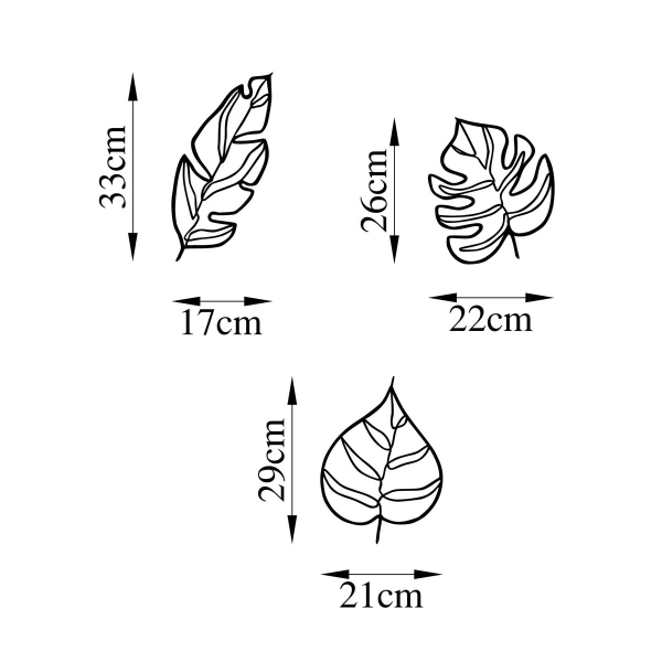 Διακοσμητικό Τοίχου (Σετ 3τμχ) A-G Leaves 899SKL2519